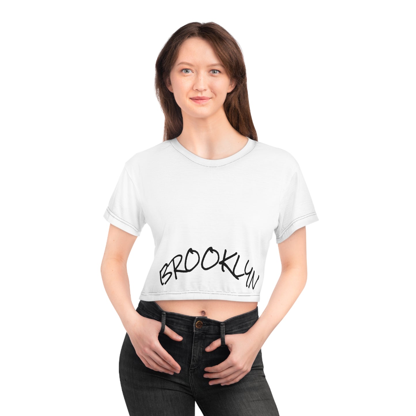 Brooklyn Script Crop Tee — Women's City Streetwear Cropped Shirt