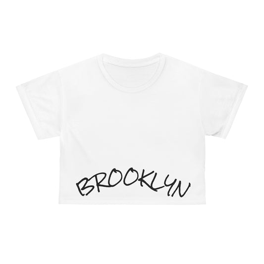 Brooklyn Script Crop Tee — Women's City Streetwear Cropped Shirt